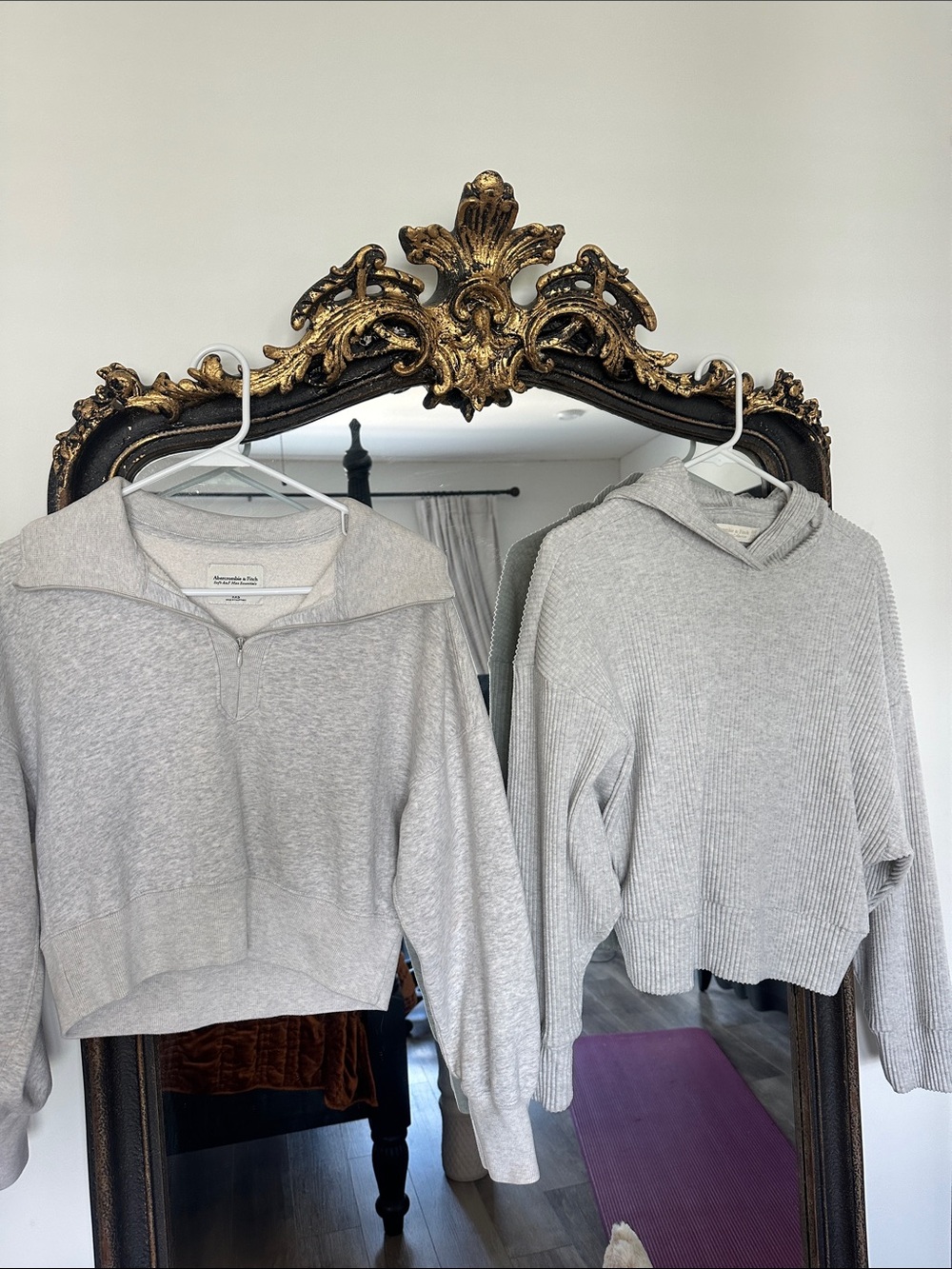 Two Light Gray Abercrombie sweatshirts XXS